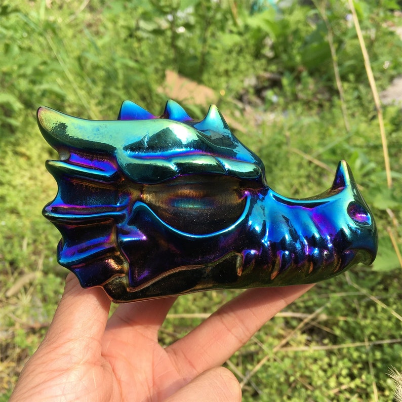 1PC Rainbow Titanium Aura Dragon,Quartz Crystal Dragon,Mineral Specimen,,Crystal Gift,Home Decoration,Crystal Sculpture,Reiki Healing 390g+
