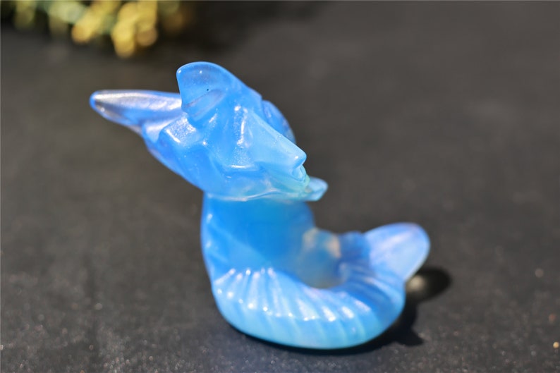 2.1" Blue Opalite Carved Vaporeon,Crystal Pokemon ,Opalite Eevee,Vaporeon Carving，Blue Vaporeon Carving,Crystal Healing,Crystal Gifts 1PC