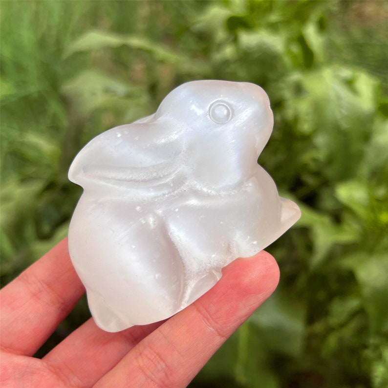 Natural Hand Selenite Rabbit Carved,Quartz Animal Figurines,Crystal Carved,Mineral Specimen,Home Decoration,Reiki Heal,Crystal Gift