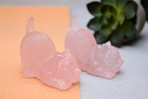 2.2''Natural Hand-carved Rose quartz cat，Quartz crystal，Crystal decor，Crystal cat，Crystal gift，Crystal ornament，Chakra Reiki healing 1PC