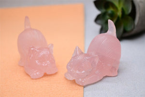 2.2''Natural Hand-carved Rose quartz cat，Quartz crystal，Crystal decor，Crystal cat，Crystal gift，Crystal ornament，Chakra Reiki healing 1PC