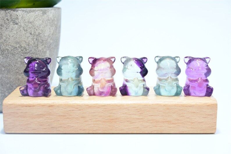 16mm Mini Natural Hand carved Fluorite Hamster/Quartz Crystal/Crystal Hamster/crystal present/ Crystal ornament/crystal gift/Crystal healing
