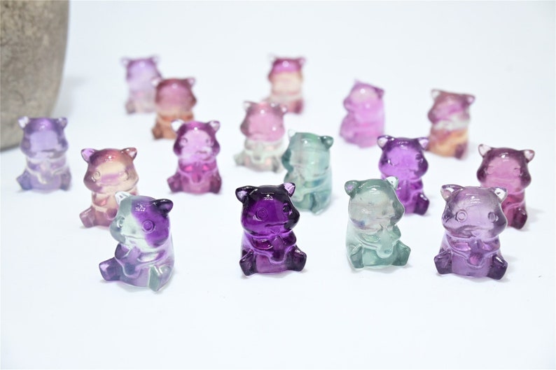 16mm Mini Natural Hand carved Fluorite Hamster/Quartz Crystal/Crystal Hamster/crystal present/ Crystal ornament/crystal gift/Crystal healing