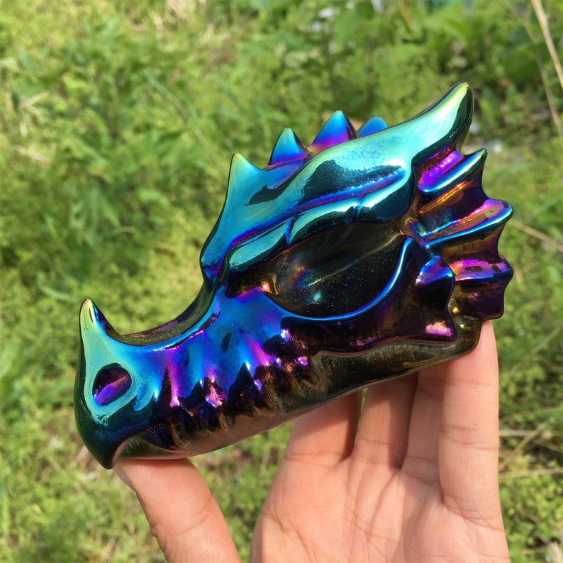 1PC Rainbow Titanium Aura Dragon,Quartz Crystal Dragon,Mineral Specimen,,Crystal Gift,Home Decoration,Crystal Sculpture,Reiki Healing 390g+