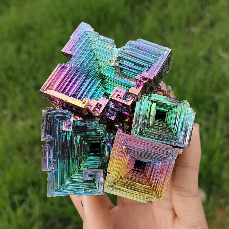 450g+ Rainbow Bismuth ore geode Crystal Quartz titanium mineral point, Bismuth Ore Specimens,Home decoration, mineral specimen,Reiki healing