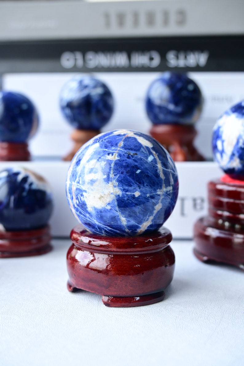 1PC 50mm+ Natural Sodalite ball，Crystal sphere，Quartz Crystal Ball，Crystal decor，Sodalite ball by hand，Crystal Healing crystal ball Gift