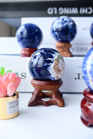 1PC 50mm+ Natural Sodalite ball，Crystal sphere，Quartz Crystal Ball，Crystal decor，Sodalite ball by hand，Crystal Healing crystal ball Gift