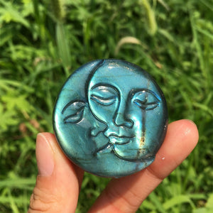 1PC Natural Labradorite Sun Moon,Quartz Crystal Sun Moon,Crystal Carved,Mineral samples,Home Decoration,Reiki healing,Crystal Gifts 30g+