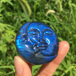 1PC Natural Labradorite Sun Moon,Quartz Crystal Sun Moon,Crystal Carved,Mineral samples,Home Decoration,Reiki healing,Crystal Gifts 30g+