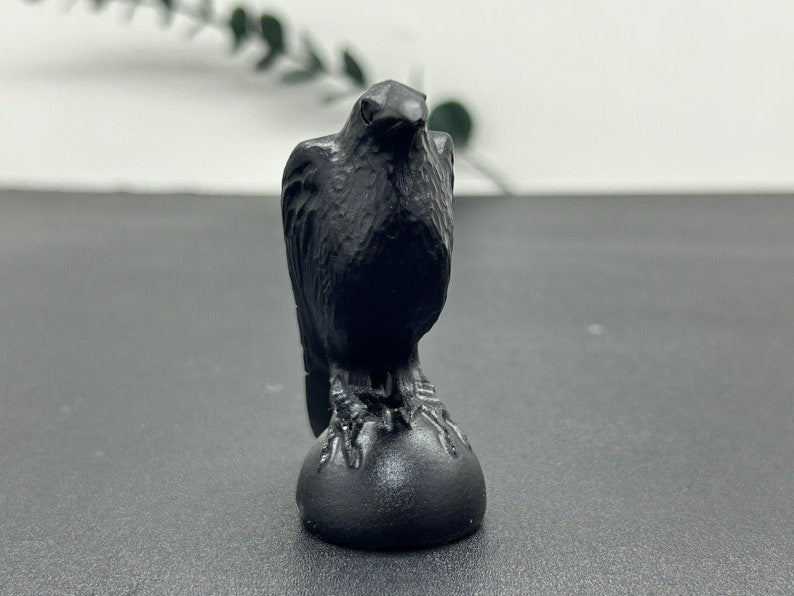 2.7"+ Natural Obsidian Carved crow Skull，Quartz Crystal Raven Skull，Crystal Crow，Obsidian Crow Statue，Reiki Healing，Christmas Gifts 1PC