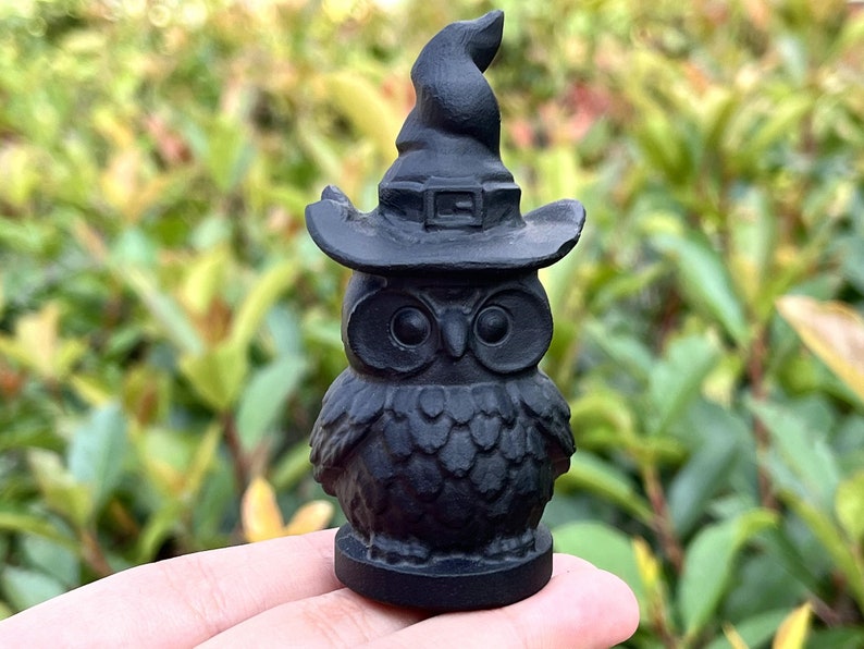 2.8'' Natural Hand Carved obsidian Wizard owl，Quartz crystal owl，Crystal animalCrystal Heal，Home Decor,Crystal Carving，Halloween Gift