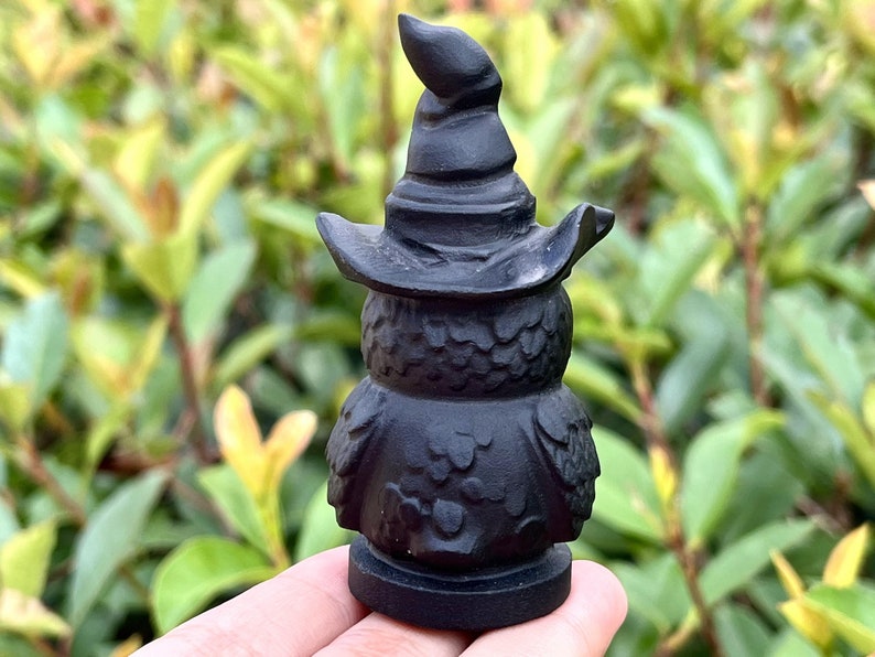 2.8'' Natural Hand Carved obsidian Wizard owl，Quartz crystal owl，Crystal animalCrystal Heal，Home Decor,Crystal Carving，Halloween Gift