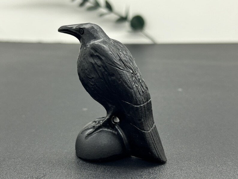 2.7"+ Natural Obsidian Carved crow Skull，Quartz Crystal Raven Skull，Crystal Crow，Obsidian Crow Statue，Reiki Healing，Christmas Gifts 1PC