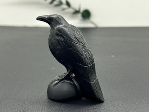 2.7"+ Natural Obsidian Carved crow Skull，Quartz Crystal Raven Skull，Crystal Crow，Obsidian Crow Statue，Reiki Healing，Christmas Gifts 1PC
