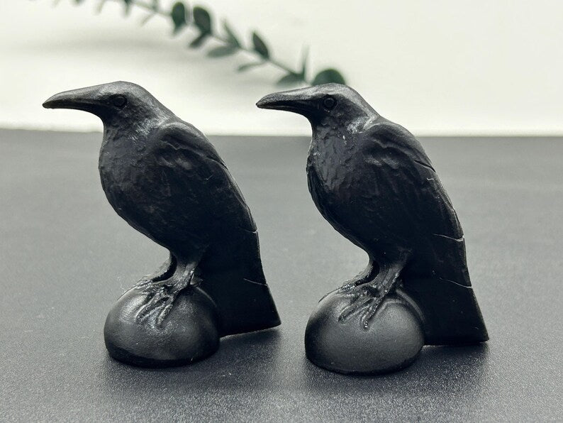 2.7"+ Natural Obsidian Carved crow Skull，Quartz Crystal Raven Skull，Crystal Crow，Obsidian Crow Statue，Reiki Healing，Christmas Gifts 1PC