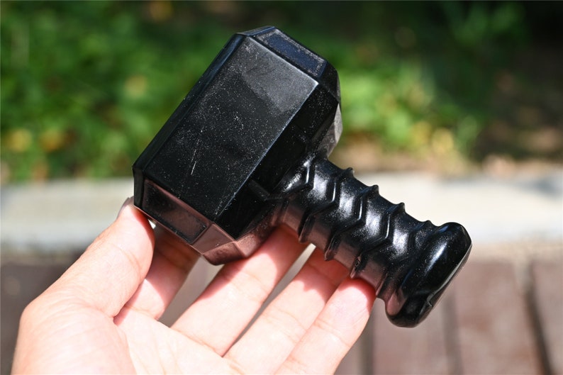 3.8'' carved Obsidian Hammer，Crystal hammer，Crystal Hammer，Reiki Healing，Home Decoration，Crystal Collect，Christmas present 1PC