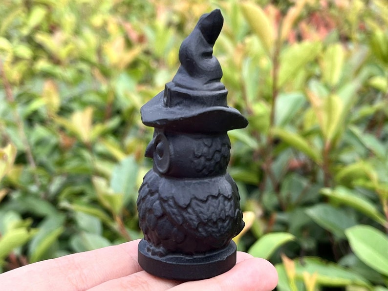 2.8'' Natural Hand Carved obsidian Wizard owl，Quartz crystal owl，Crystal animalCrystal Heal，Home Decor,Crystal Carving，Halloween Gift