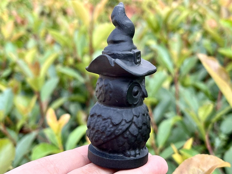 2.8'' Natural Hand Carved obsidian Wizard owl，Quartz crystal owl，Crystal animalCrystal Heal，Home Decor,Crystal Carving，Halloween Gift