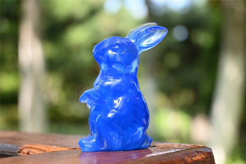 2.3'' carved Blue Opalite Rabbit，Quartz Crystal，Crystal character，Crystal ornament，Crystal gift，Crystal rabbit， Reiki healing 1PC