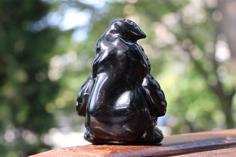 3.1'' carved Natural Obsidian Oogie/Boogie，Crystal demon，Crystal Bag monster，Quartz Crystal，Halloween gift，Decor ornament，Crystal Healing