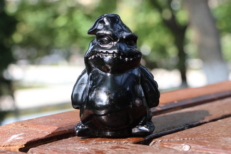 3.1'' carved Natural Obsidian Oogie/Boogie，Crystal demon，Crystal Bag monster，Quartz Crystal，Halloween gift，Decor ornament，Crystal Healing