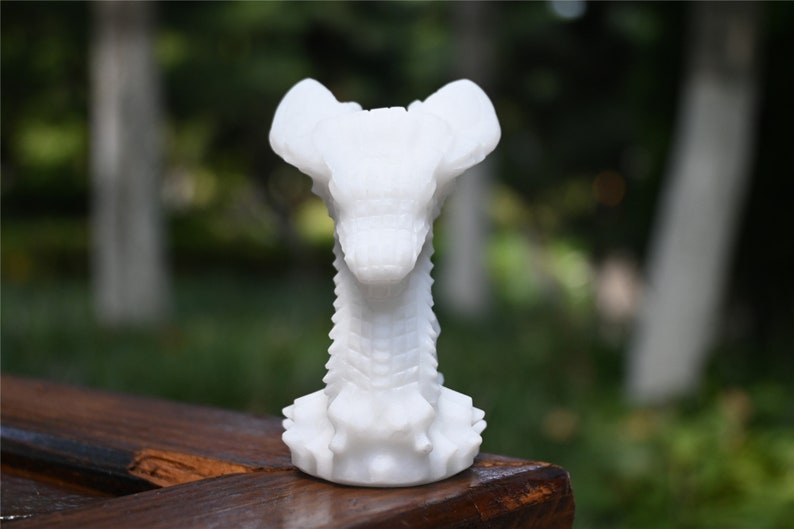 3.1'' Natural Hand carved White jade Dragon，Crystal baron，Crystal gift，Quartz Crystal，Crystal decor，Crystal ornament，Crystal Healing 1PC