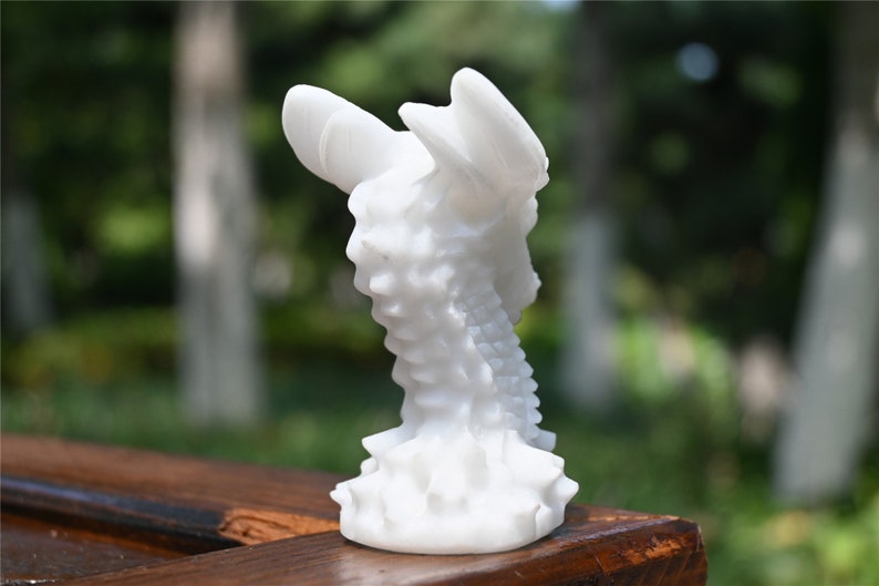 3.1'' Natural Hand carved White jade Dragon，Crystal baron，Crystal gift，Quartz Crystal，Crystal decor，Crystal ornament，Crystal Healing 1PC
