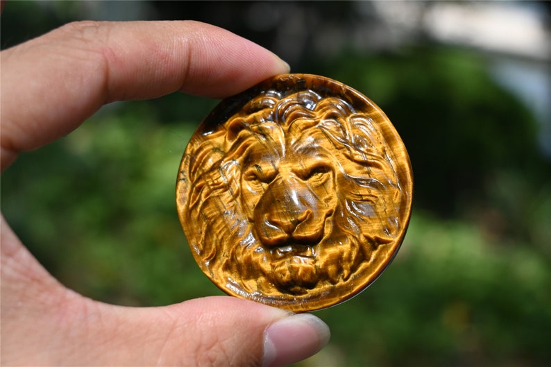 2'' Natural Tiger's eye Lion skull pendant，Crystal lion，Tiger's eye skull，Crystal Healing，crystal Gift，Collect Decor gift,random delivery