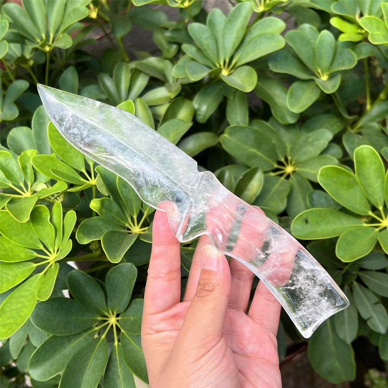 8.5'' Natural Clear Quartz Knife, Crystal Dagger, Heal knife, Crystal Home Decoration, Reiki Healing, Crystal Sculpture, Crystal Gifts.