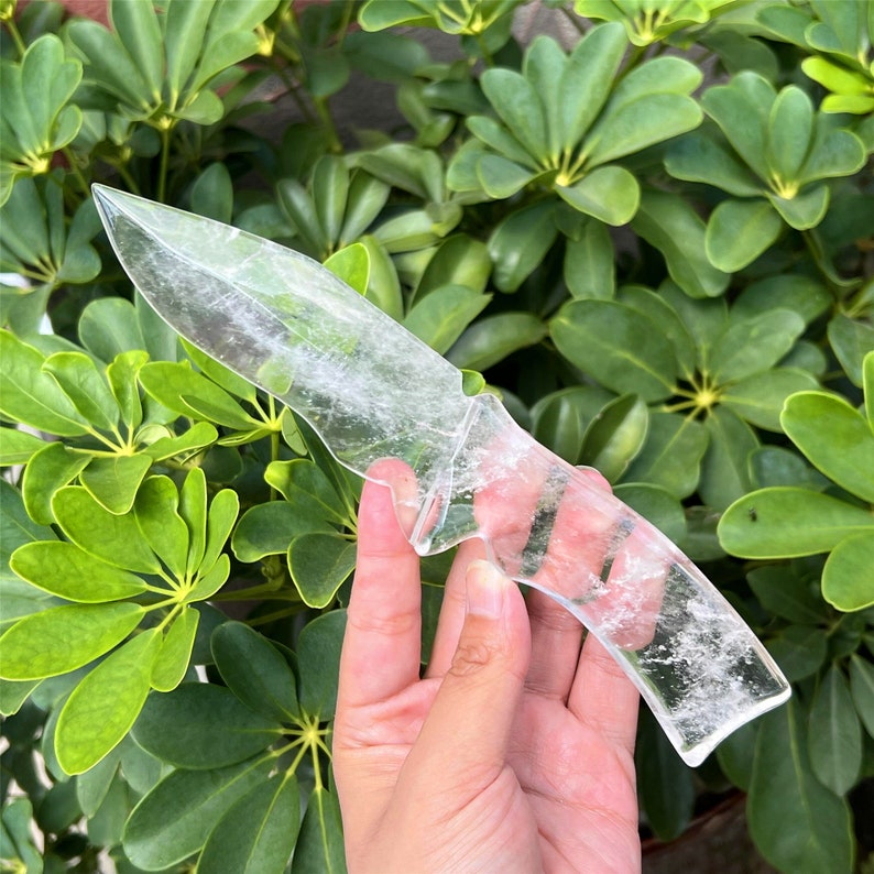 8.5'' Natural Clear Quartz Knife, Crystal Dagger, Heal knife, Crystal Home Decoration, Reiki Healing, Crystal Sculpture, Crystal Gifts.
