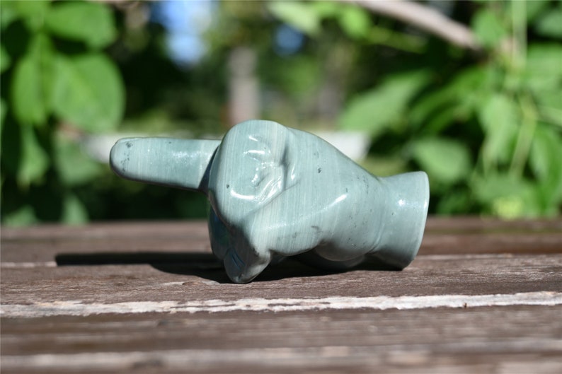 3.1'' Natural Hand Carved Dushan jade Middle finger，Crystal statue，Quartz Crystal，Crystal Riot，crystal Gesture,Crystal gesture 1PC