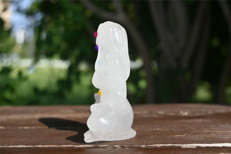 3.4'' Natural carved Clear quartz Chakela Beauty goddess，Crystal woman，Crystal goddess，Yoga Goddess，Crystal gift，Crystal Healing 1PC
