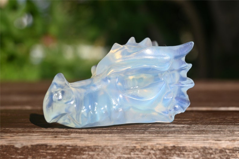3'' Carved opalite Dragon skull，Crystal Dragon，Opalite Dragon skull，Quartz Crystal，Crystal ornament，Crystal healing 1PC