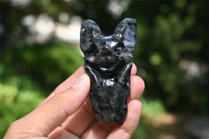 5pc 3.1'' Natural Spectrolite bat，Quartz Crystal bat，larvikite bat skull，Halloween gift，Reiki healing，Crystal chakras，Crystal Gifts 1PC
