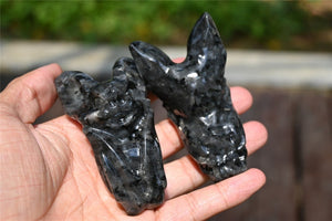 5pc 3.1'' Natural Spectrolite bat，Quartz Crystal bat，larvikite bat skull，Halloween gift，Reiki healing，Crystal chakras，Crystal Gifts 1PC