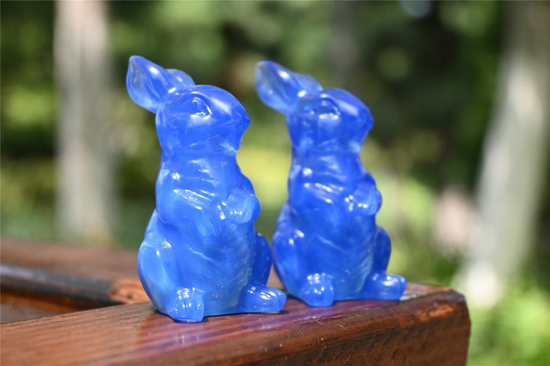 2.3'' carved Blue Opalite Rabbit，Quartz Crystal，Crystal character，Crystal ornament，Crystal gift，Crystal rabbit， Reiki healing 1PC
