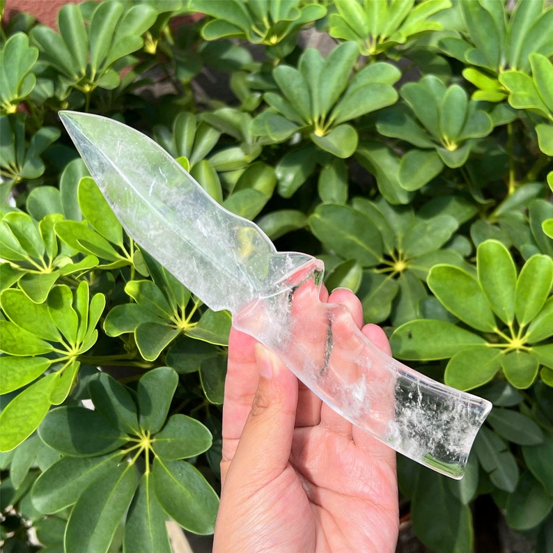 8.5'' Natural Clear Quartz Knife, Crystal Dagger, Heal knife, Crystal Home Decoration, Reiki Healing, Crystal Sculpture, Crystal Gifts.