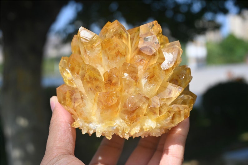 200G+ Citrine quartz Cluster Crystal，yellow Quartz Point VUG，Mineral Specimen Healing Degaussing Decor Collection 1PC