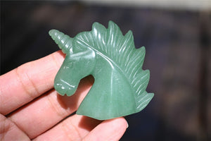 2" Natural Carved Aventurine Unicorn，Crystal unicorn，Carved unicorn，Carved unicorn，Aventurine skull，Quartz Crystal，crystal skull healing