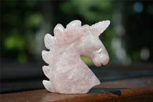2" Natural Carved Rose quartz Unicorn，Crystal unicorn，Carved unicorn，Carved unicorn，Rose quartz skull，Quartz Crystal，crystal skull healing