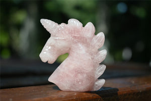 2" Natural Carved Rose quartz Unicorn，Crystal unicorn，Carved unicorn，Carved unicorn，Rose quartz skull，Quartz Crystal，crystal skull healing