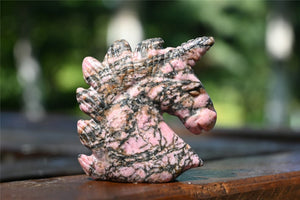 2" Natural Carved Rhodonite Unicorn，Crystal unicorn，Carved unicorn，Carved unicorn，Rhodonite skull，Quartz Crystal，crystal skull healing 1PC