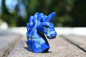 2" Natural Carved lapis lazuli Unicorn，Crystal unicorn，Carved unicorn，Carved unicorn，lapis lazuli skull，Quartz Crystal，crystal skull healing