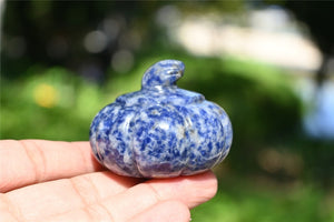 1.9'' Natural Blue dot stone pumpkin，Pumpkin Skull，Crystal Healing，Halloween pumpkin Decoration，Halloween Gifts Carving，Crystal Gifts 1PC
