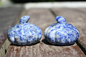 1.9'' Natural Blue dot stone pumpkin，Pumpkin Skull，Crystal Healing，Halloween pumpkin Decoration，Halloween Gifts Carving，Crystal Gifts 1PC