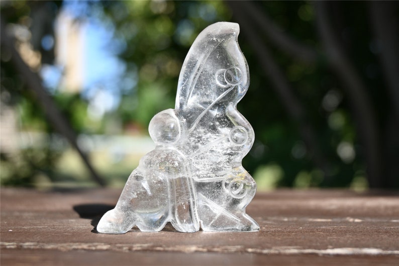 2.7'' Natural Carved Clear quartz Fairy Butterfly skull，Crystal Butterfly，Quartz Crystal，carved Butterfly，Crystal ornament，Crystal Healing
