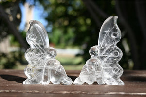 2.7'' Natural Carved Clear quartz Fairy Butterfly skull，Crystal Butterfly，Quartz Crystal，carved Butterfly，Crystal ornament，Crystal Healing