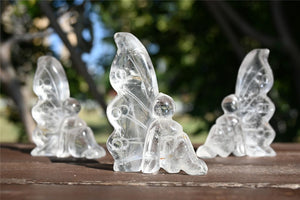 2.7'' Natural Carved Clear quartz Fairy Butterfly skull，Crystal Butterfly，Quartz Crystal，carved Butterfly，Crystal ornament，Crystal Healing