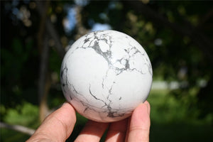 60mm+ Natural Howlite Sphere，Divination ball，crystal sphere,Quartz Crystal Ball，Crystal Healing Divination ball Gift+Base 1PC