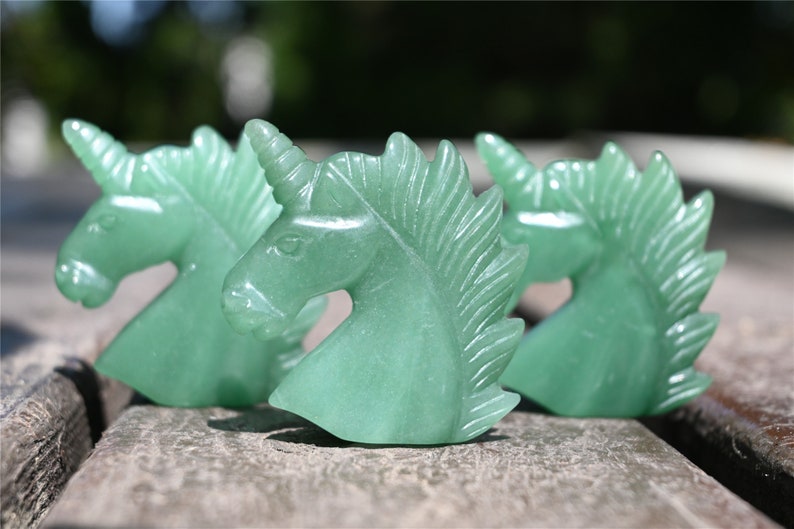 2" Natural Carved Aventurine Unicorn，Crystal unicorn，Carved unicorn，Carved unicorn，Aventurine skull，Quartz Crystal，crystal skull healing